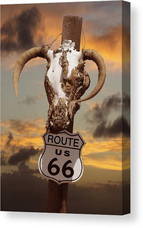 Route 66 Canvas Print featuring the photograph The Warmth of Route 66 by Mike McGlothlen