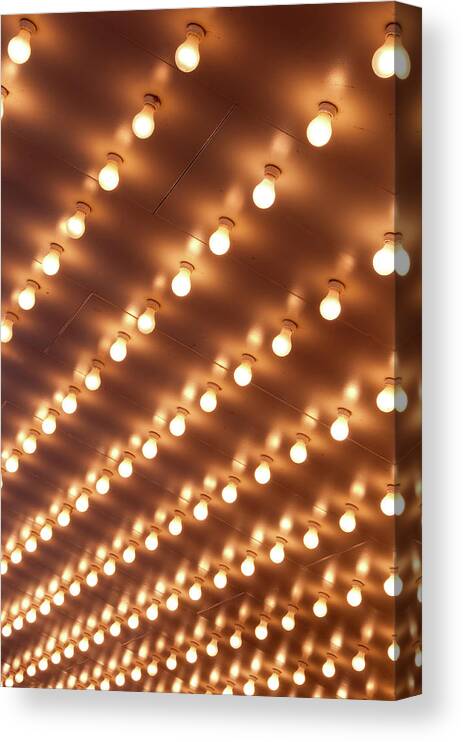 Ceiling Canvas Print featuring the photograph Theater Marquee Lights by 400tmax