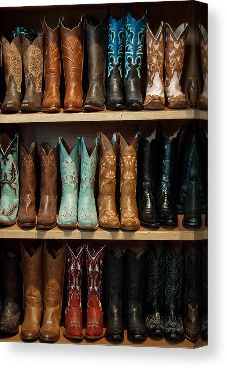 Cowboy Boots Canvas Print featuring the photograph These Boots Were Made For Walking by Jani Freimann