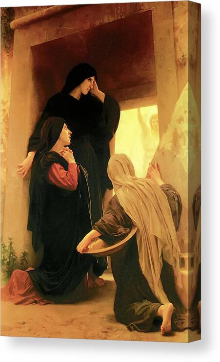 William Adolphe Bouguereau Canvas Print featuring the painting Three Marys at the Tomb by William Adolphe Bouguereau