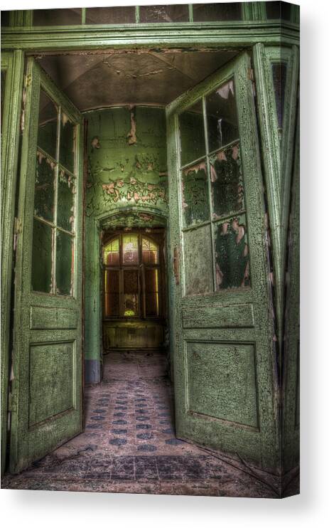 Ghost Canvas Print featuring the digital art Through grand doors by Nathan Wright