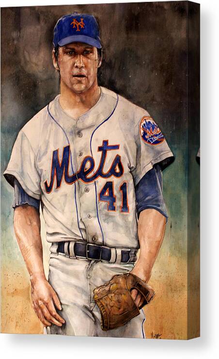 Tom Canvas Print featuring the painting Tom Seaver by Michael Pattison