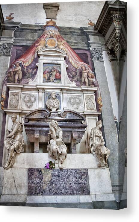 Achievement Canvas Print featuring the photograph Tomb of Michelangelo by Melany Sarafis