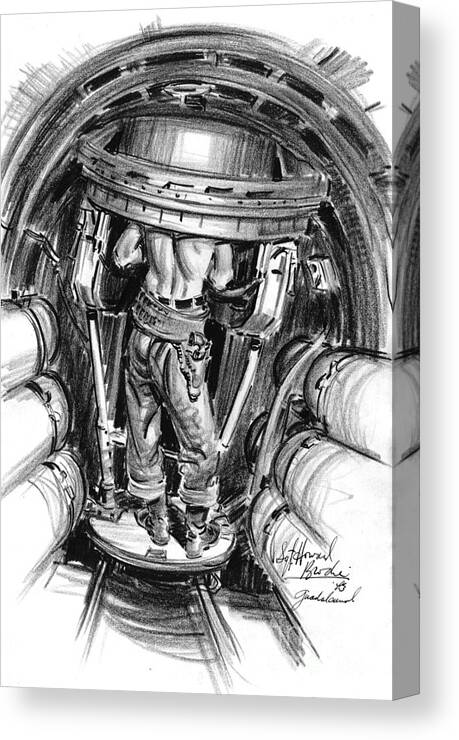 Top Turret B-17 1943 Canvas Print featuring the photograph Top Turret B-17 1943 by Padre Art