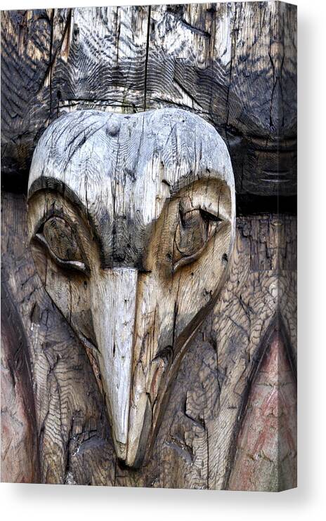 Totem Canvas Print featuring the photograph Totem Face by Cathy Mahnke
