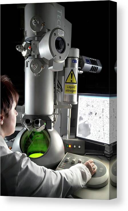 Human Canvas Print featuring the photograph Transmission Electron Microscopy by Crown Copyright/health & Safety Laboratory Science Photo Library