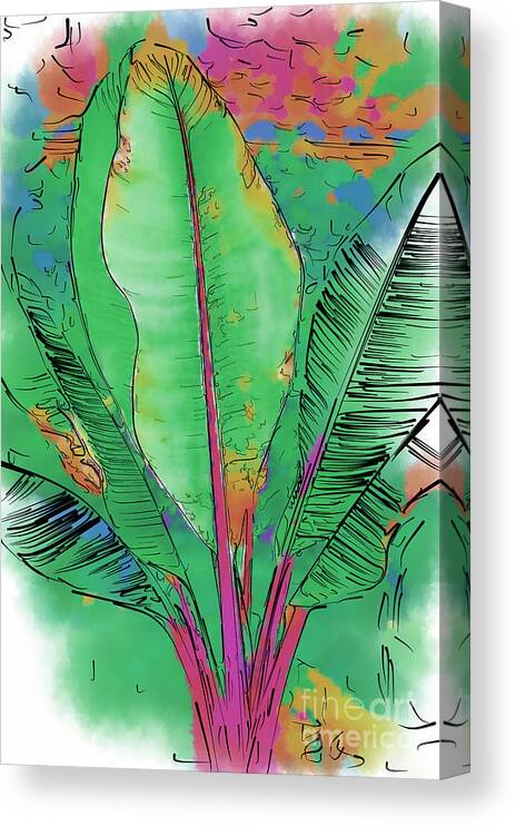 Tropical Canvas Print featuring the painting Tropical Foliage by Kirt Tisdale