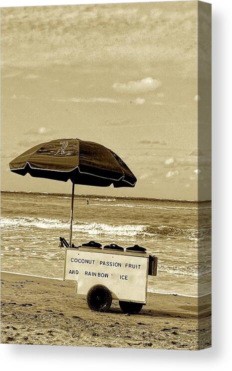 Atlantic Canvas Print featuring the photograph Tropical Sherbet Cart in Sepia by Sandra Pena de Ortiz