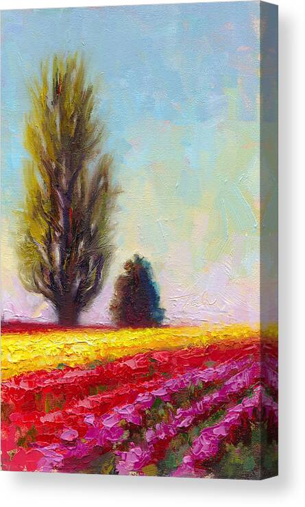 Tulips Canvas Print featuring the painting Tulip Sentinels by Talya Johnson
