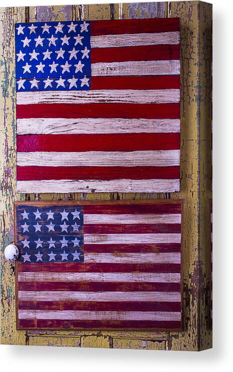 Two Canvas Print featuring the photograph Two Folk Art Flags by Garry Gay