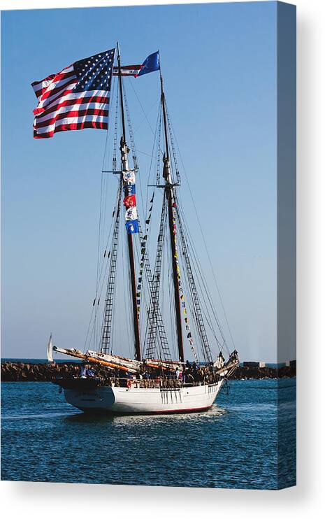 Schooner Canvas Print featuring the photograph Two-masted Schooner by Art Block Collections