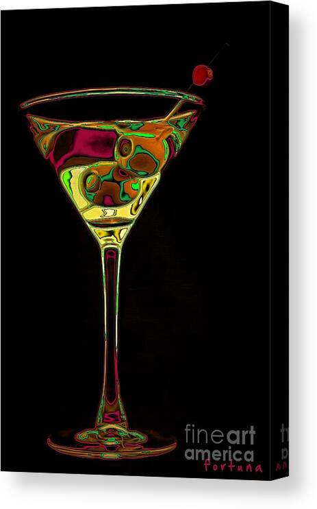 Digital Art Canvas Print featuring the digital art Two Olive Martini by Dragica Micki Fortuna
