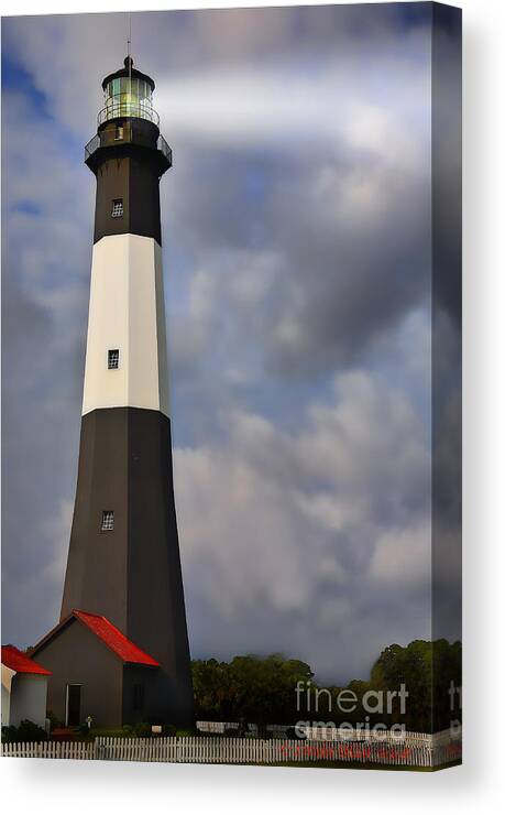 Lighthouse Canvas Print featuring the painting Tybee Lighthouse by Linda Blair