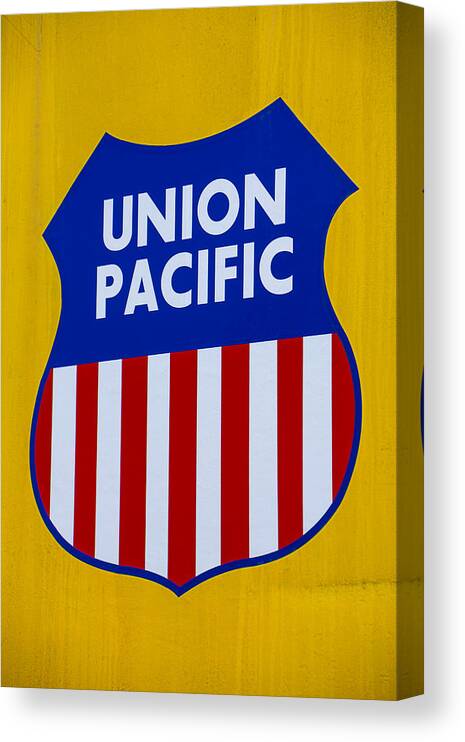 Union Pacific Canvas Print featuring the photograph Union Pacific raolroad sign by Garry Gay