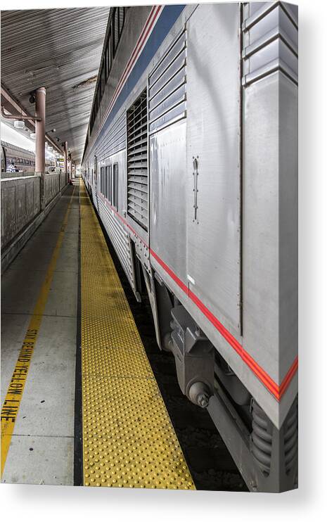 Buildings Canvas Print featuring the photograph Union Station Amtrak Platform by Jim Moss