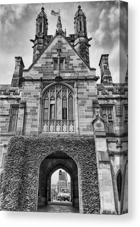 University Of Sydney Canvas Print featuring the photograph University of Sydney-Black and White V4 by Douglas Barnard