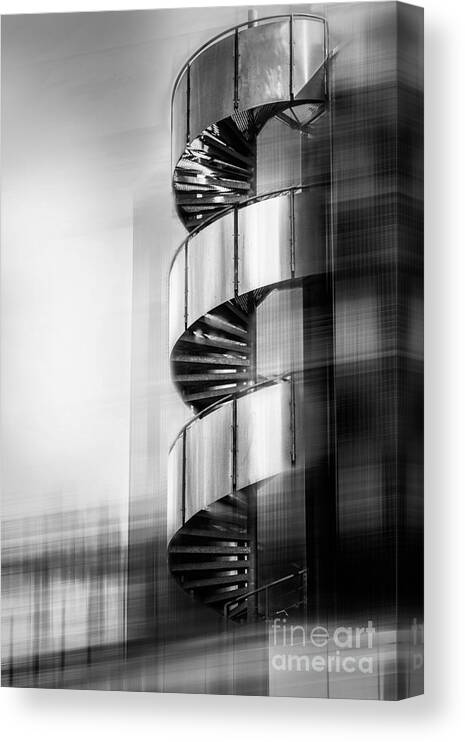 Stairs Canvas Print featuring the photograph Urban Drill - C - Bw by Hannes Cmarits