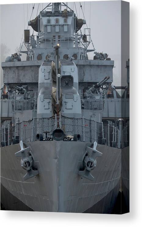 Vietnam Canvas Print featuring the photograph USS Kidd DD 661 Front View by Maggy Marsh