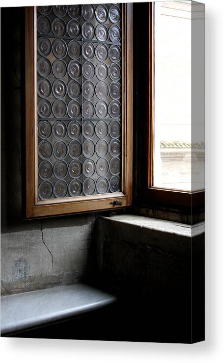 Black Canvas Print featuring the photograph Vatican Window by Steve Raley