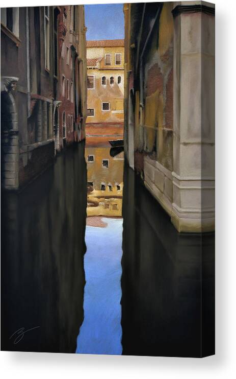 Pastel Canvas Print featuring the pastel Venice Reflections - Pastel by Ben Kotyuk