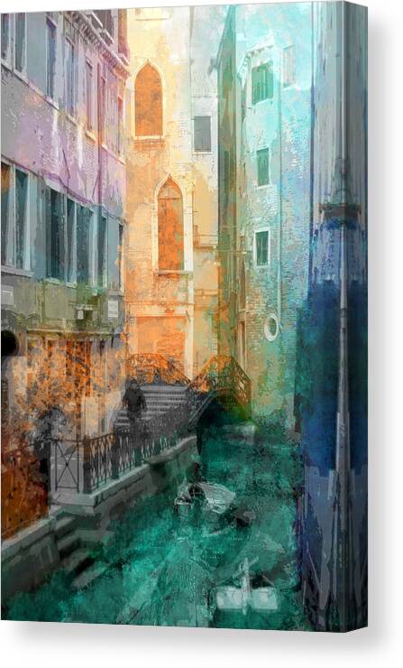Venice Canvas Print featuring the photograph Venice Italy Office by Suzanne Powers