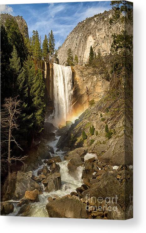 California Canvas Print featuring the photograph Vernal Fall rainbow by Alice Cahill
