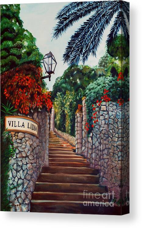Italy Canvas Print featuring the painting Villa Lidia by Nancy Bradley