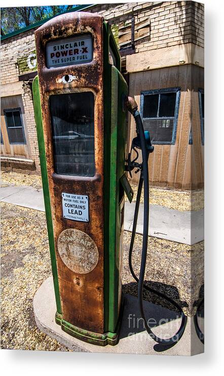 Vintage Canvas Print featuring the photograph Vintage Gas Pump Station - Scipio - Utah by Gary Whitton