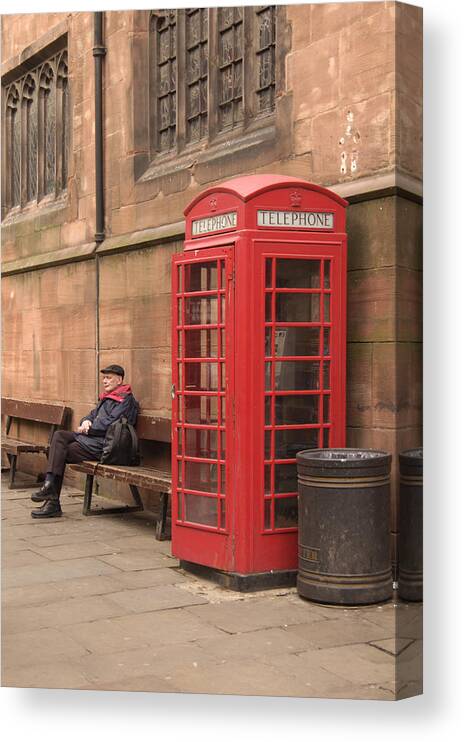Telephone Booth Canvas Print featuring the photograph Waiting on a Call by Mike McGlothlen