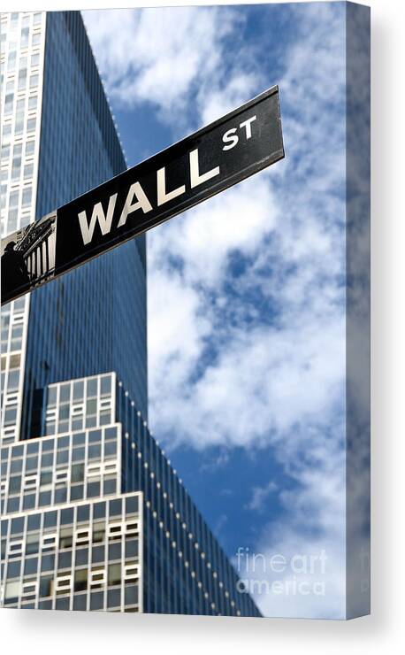 Financial District Canvas Print featuring the photograph Wall Street Street Sign New York City by Amy Cicconi