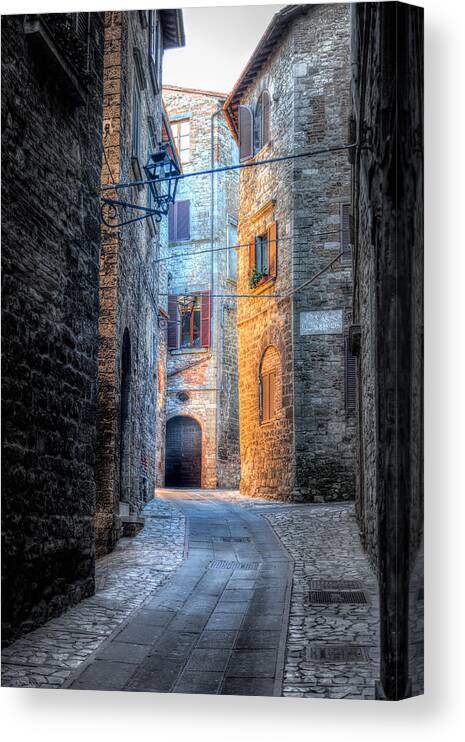 Todi Canvas Print featuring the photograph Warm sun Cold stone by W Chris Fooshee