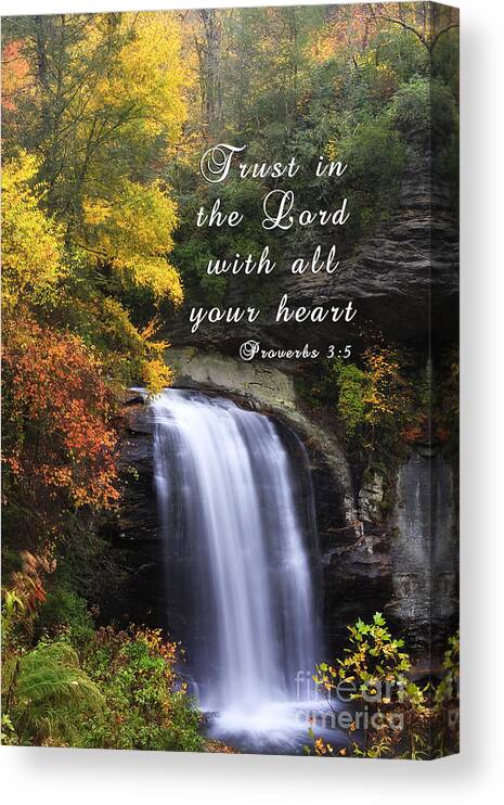 Looking Canvas Print featuring the photograph Waterfall with Scripture by Jill Lang
