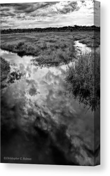 Christopher Holmes Photography Canvas Print featuring the photograph Weather Reflected - BW by Christopher Holmes