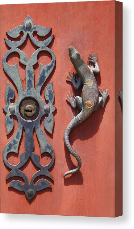 Artistic Canvas Print featuring the photograph Weathered Brass Door Handle of Medieval Europe by David Letts