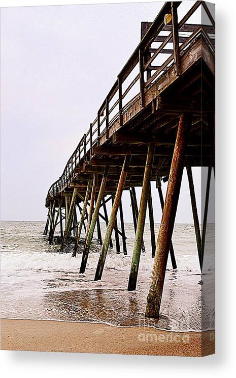 Oceanic Pier Canvas Print featuring the photograph Weathered Oceanic Pier by Amy Lucid