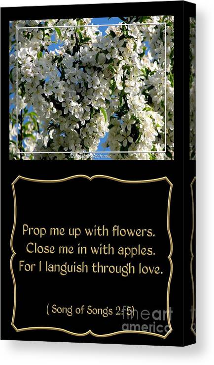 Crabapple Canvas Print featuring the photograph White Flowering Crabapple with Song of Songs Quote by Rose Santuci-Sofranko