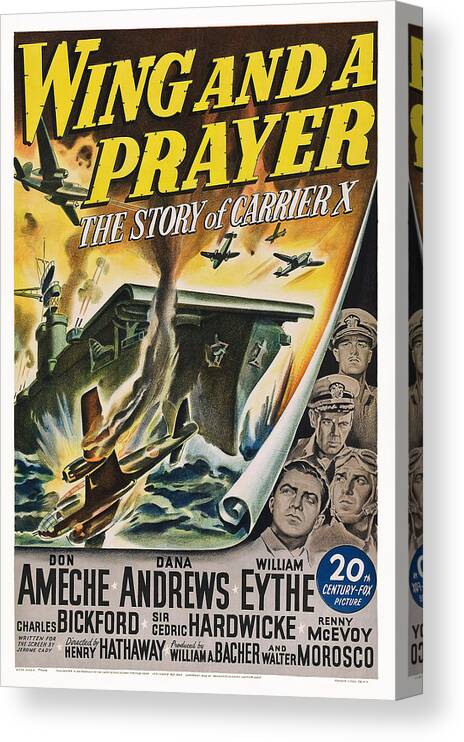 1940s Movies Canvas Print featuring the photograph Wing And A Prayer, Us Poster, 1944, C by Everett