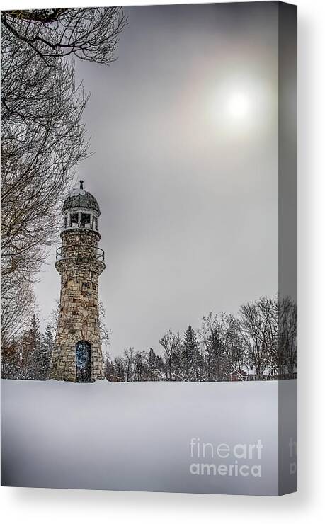 Winter Lighthouse Canvas Print featuring the photograph Winter Lighthouse by Jim Lepard