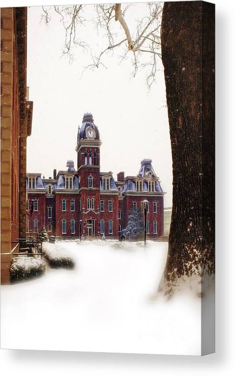 Woodburn Hall Canvas Print featuring the photograph Woodburn blowing snow by Dan Friend
