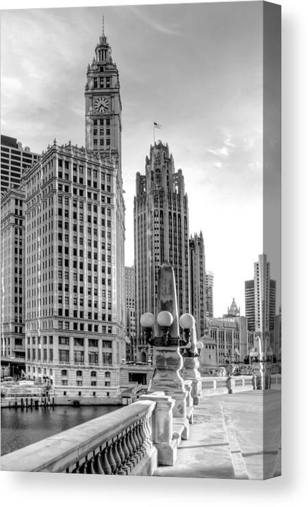 Architecture Canvas Print featuring the photograph Wrigley and Tribune by Scott Norris