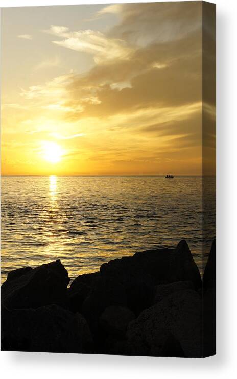 Tarpon Springs Canvas Print featuring the photograph Yellow Sky by Laurie Perry