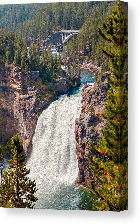 Upper Falls Canvas Print featuring the photograph Yellowstone Upper Falls by John M Bailey