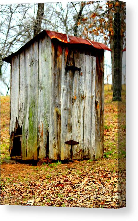 Old Outhouse Canvas Print featuring the photograph Yer Old Outhouse by Kathy White