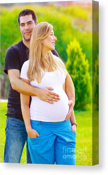 Baby Canvas Print featuring the photograph Young couple awaiting baby by Anna Om