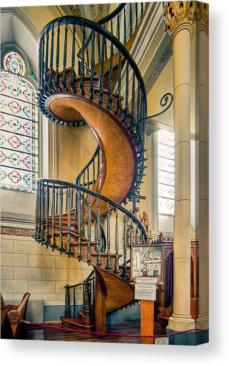 2011 Canvas Print featuring the photograph Loretto Chapel Staircase by Anna Rumiantseva