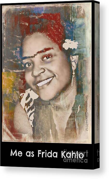 Me As Frida Canvas Print featuring the mixed media Me as Frida #1 by Fania Simon