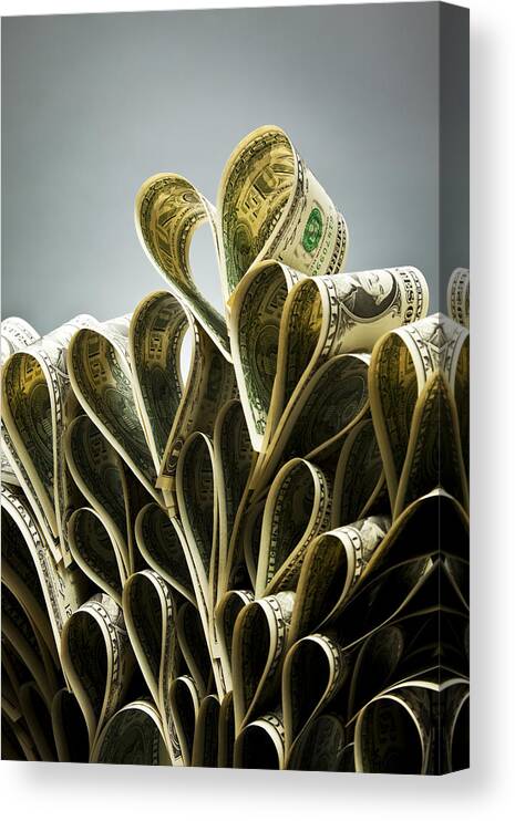 Vertical Canvas Print featuring the photograph Us Dollart Banknotes #1 by Yuji Sakai