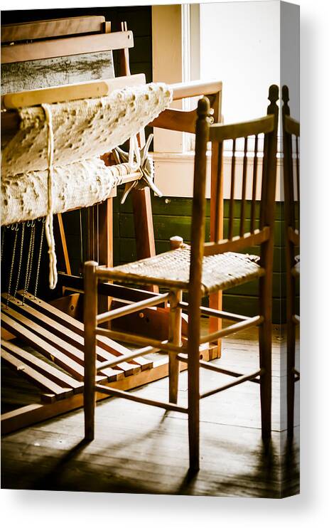 Chair Canvas Print featuring the photograph A Loom For Grandma by Carolyn Marshall