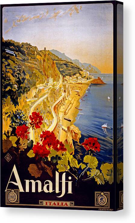 Amalfi Canvas Print featuring the digital art Amalfi Italy by Georgia Clare