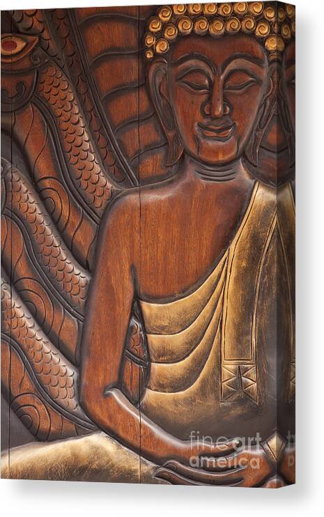 Ancient Canvas Print featuring the digital art Ancienr Traditional Thai style Lord Buddha by Anek Suwannaphoom